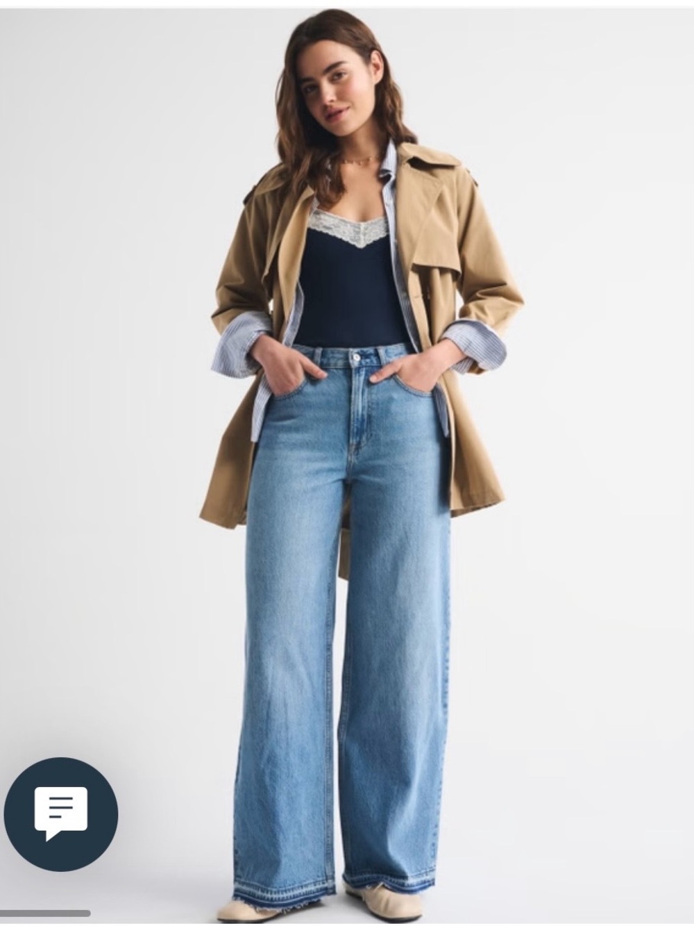 Abercrombie & Fitch The Crop Wide Leg High Rise Jeans Size 28 6L Raw Hem